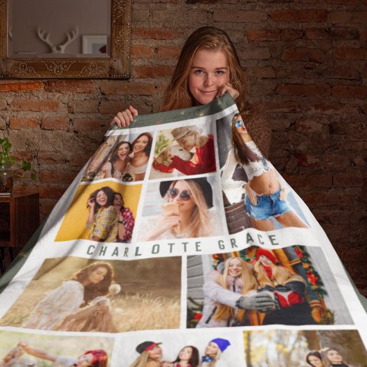 10 Foto Modern Stars Stijlvolle Groene Naam Fleece Deken