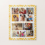 10 Foto Modern Stijlvolle Waterverf Naam verlaat Legpuzzel<br><div class="desc">10 Foto Moderne, stijlvolle Waterverf Leidt Naam Jigzaag Puzzle biedt tien van uw favoriete afbeeldingen voor een eenvoudige en snelle DIY en voegt uw eigen fotocollage toe. Personaliseer met jouw naam en omringd met een eenvoudig patroon van de waterverf vallen bladeren. Maakt een perfect cadeau voor Kerstmis, verjaardagen, Moederdag, zussen,...</div>