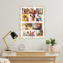 10 Foto Modern Trendy Floral Stylish Name Canvas Afdruk