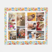 10 Foto Modern Trendy Floral Stylish Name Fleece Deken (Voorkant (Horizontaal))