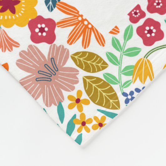 10 Foto Modern Trendy Floral Stylish Name Fleece Deken (Hoek)