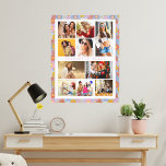 10 Foto Modern Trendy Hippie Floral Stylish Name Canvas Afdruk<br><div class="desc">10 Foto Modern Trendy Hippie Floral Stylish Name Canvas Kunst kenmerkt tien van uw favoriete afbeeldingen voor een gemakkelijke en snelle DIY voegt uw eigen fotocollage toe. Personaliseer het met jouw naam en omringd met een retro hippie kleurig floreel patroon. Maakt een perfect cadeau voor Kerstmis, verjaardagen, Moederdag, zussen, beste...</div>