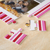 10 Foto Modern Trendy Pink Stripes Stylish Name Legpuzzel (Zijkant)