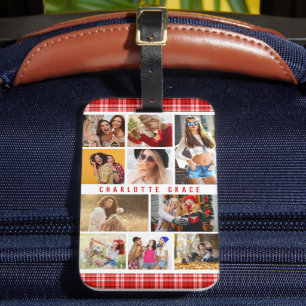 10 Foto Modern Trendy Red Pset Stylish Name Bagagelabel