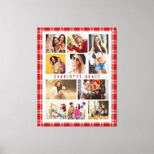 10 Foto Modern Trendy Red Pset Stylish Name Canvas Afdruk