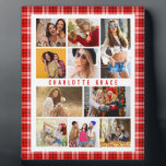 10 Foto Modern Trendy Red Pset Stylish Name Fotoplaat<br><div class="desc">10 Foto Modern Trendy Red Pset Stylish Name Display Plaques Signs-functies van tien van uw favoriete afbeeldingen voor een eenvoudige en snelle DIY voeg uw eigen fotocollage toe. Personaliseer met jouw naam en omringd met een rood vlakpatroon. Maakt een perfect cadeau voor Kerstmis, verjaardagen, Moederdag, zussen, beste vrienden en nog...</div>