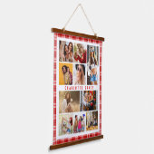 10 Foto Modern Trendy Red Pset Stylish Name Hangend Wandkleed (Gebogen)