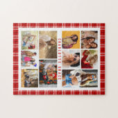 10 Foto Modern Trendy Red Pset Stylish Name Legpuzzel (Horizontaal)