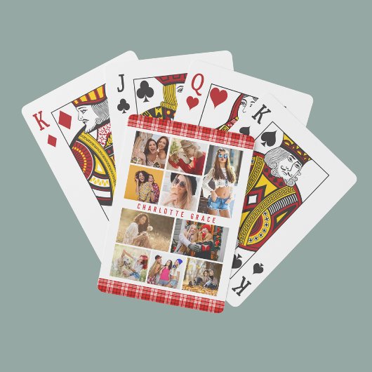 10 Foto Modern Trendy Red Pset Stylish Name Pokerkaarten