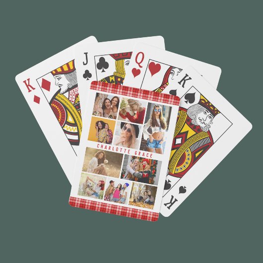 10 Foto Modern Trendy Red Pset Stylish Name Pokerkaarten