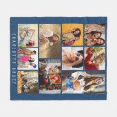 10 Foto Moderne Blauwe Gepersonaliseerde Naam Fleece Deken (Voorkant (Horizontaal))