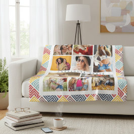 10 Foto Moderne, kleurrijke Abstracte geometrische Fleece Deken