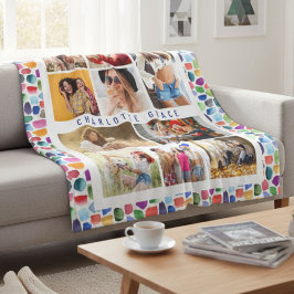 10 Foto Moderne kleurrijke Waterverf Abstracte naa Fleece Deken