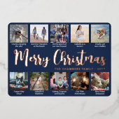 10 Foto Navy Blue Merry Christmas Modern Script Folie Feestdagenkaart (Voorkant)