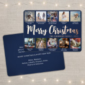 10 Foto Navy Blue Merry Christmas Modern Script Folie Feestdagenkaart