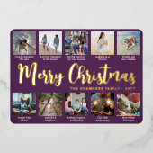 10 Foto Paarse Vrolijk Kerstfeest Moderne Collage Folie Feestdagenkaart (Voorkant)