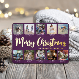 10 Foto Paarse Vrolijk Kerstfeest Moderne Collage Folie Feestdagenkaart