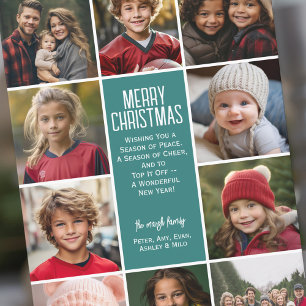 10 foto rand - Merry Christmas Retro Line Art Feestdagenkaart