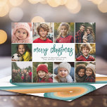 10 foto rand - Merry Christmas Retro Line Art Feestdagenkaart<br><div class="desc">Terug - Retro Line Art in Blauwgroen Groen en Rust Sinaasappel - Gebruik 10 vierkante foto's en maak een unieke en trendy Merry Christmas groet met een modern script lettertype op de voorkant en een feestelijk line art patroon op de achterkant. Als u iets wilt verplaatsen, klikt u op de...</div>
