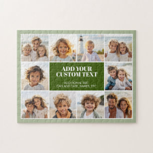 10 foto rand met tekst in het midden - olijfgroen legpuzzel