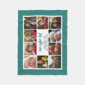 10 foto rand met tekst in het midden - turquoise fleece deken (Voorkant)