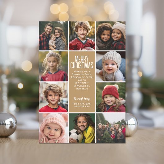 10 foto rand - vrolijk kerstfeest Herringbone Feestdagenkaart