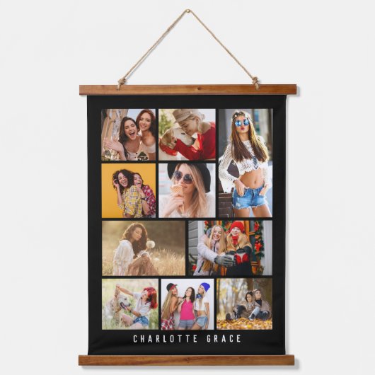 10 Foto Simple Modern Minimal Black Stylish Name Hangend Wandkleed (Voorkant)