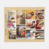 10 Foto Simple Modern Minimal Brown Stylish Name Fleece Deken (Voorkant (Horizontaal))