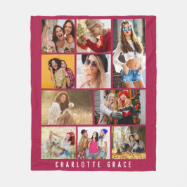 10 Foto Simple Modern Minimal Maroon Chic Name Fleece Deken