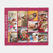 10 Foto Simple Modern Minimal Maroon Chic Name Fleece Deken (Voorkant (Horizontaal))