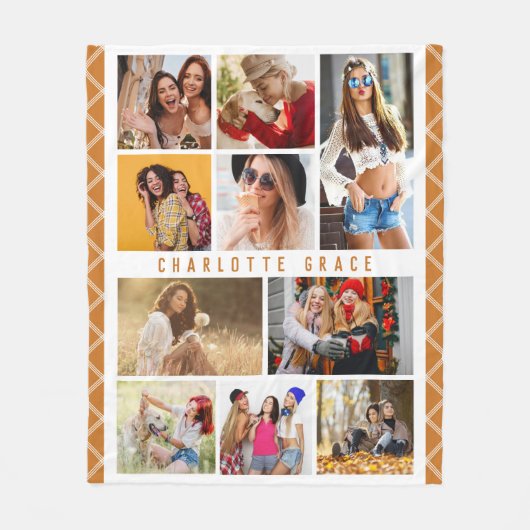 10 Foto Simple Modern Minimal Play Chic Name Fleece Deken (Voorkant)