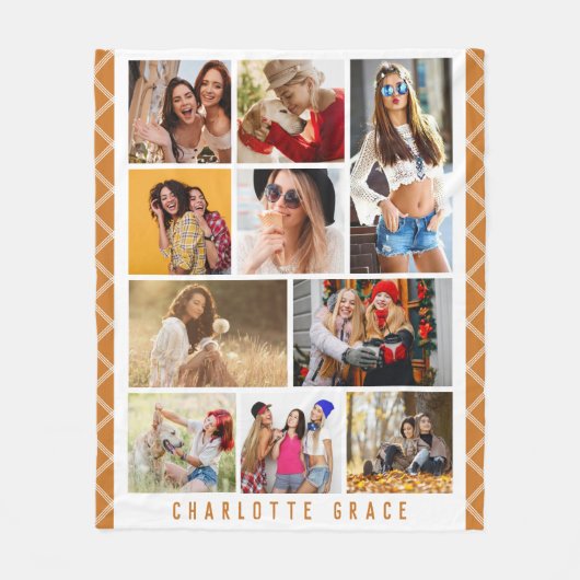 10 Foto Simple Modern Minimal Play Chic Name Fleece Deken (Voorkant)