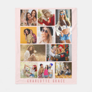 10 Foto Simple Modern Minimal Roze Stijlvolle Naam Fleece Deken