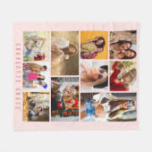 10 Foto Simple Modern Minimal Roze Stijlvolle Naam Fleece Deken (Voorkant (Horizontaal))