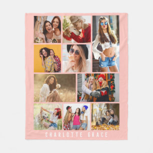 10 Foto Simple Modern Minimal Roze Stijlvolle Naam Fleece Deken