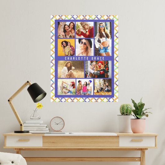 10 Foto Trendy Moderne Colorful Geometric Name Canvas Afdruk