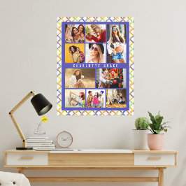 10 Foto Trendy Moderne Colorful Geometric Name Canvas Afdruk