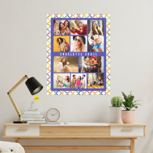 10 Foto Trendy Moderne Colorful Geometric Name Canvas Afdruk
