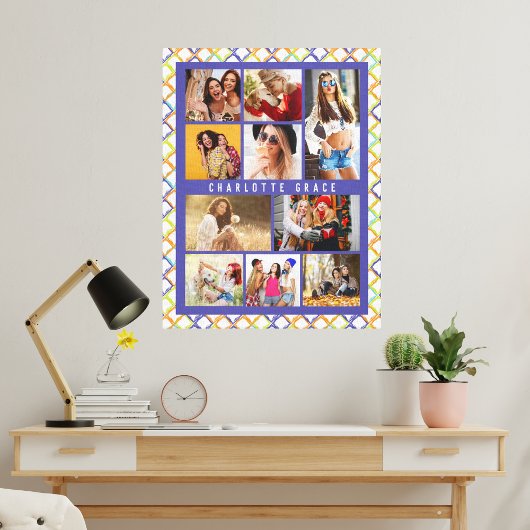 10 Foto Trendy Moderne Colorful Geometric Name Canvas Afdruk