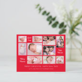 10 Fotocollage citeert Red Merry Christmas Feestdagenkaart (Staand voorkant)