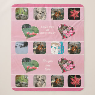 10 Fotocollage en typografie moderne roze gewoonte Sherpa Deken