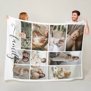 10 Fotocollage familie sjabloon gepersonaliseerd Fleece Deken