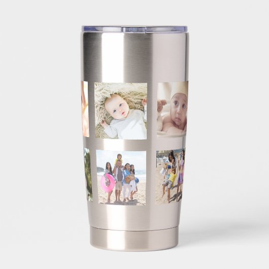 10 Fotocollage gepersonaliseerd Geïsoleerde Drinkbeker (Achterkant)