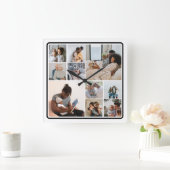 10 Fotocollage gepersonaliseerd Vierkante Klok (Huis)