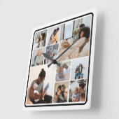 10 Fotocollage gepersonaliseerd Vierkante Klok (Hoek)