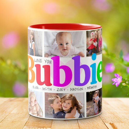 10 Fotocollage Love You Bubbie Veelkleurige Bold Tweekleurige Koffiemok