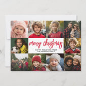 10 Fotocollage - Merry Christmas Red Green Feestdagenkaart (Voorkant)