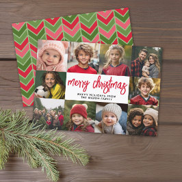 10 Fotocollage - Merry Christmas Red Green Feestdagenkaart