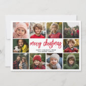 10 Fotocollage - Merry Christmas Red Green Feestdagenkaart (Voorkant)