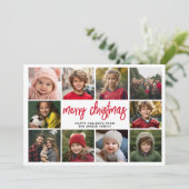 10 Fotocollage - Merry Christmas Red Green Feestdagenkaart (Staand voorkant)